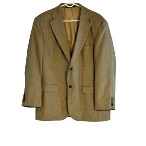 Haggar Collections Mens 44R Plaid Blazer Jacket Wool Blend Sport Coat